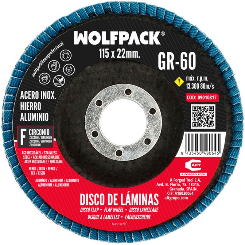 Zirkonoxid-Edelstahl-Schleifscheibe - Plus 115x22 mm. Körnung 60