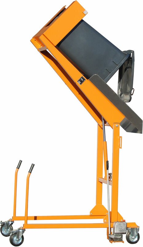 Bauer Mülltonnen-Kippstation MKS-H mit Handpumpe, lackiert, Gelborange