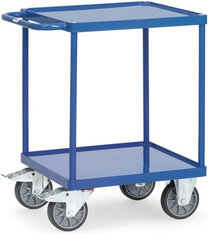 Fetra Tischwagen quadratisch Stahlblech-Wannen 2 Etagen 600x600mm Ladefläche