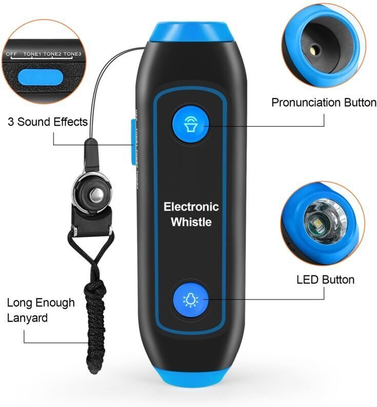 Tragbare elektrische elektronische Pfeife mit Trageschlaufe, SOS-Taschenlampe für Trainer, Schiedsrichter und Sportlehre...
