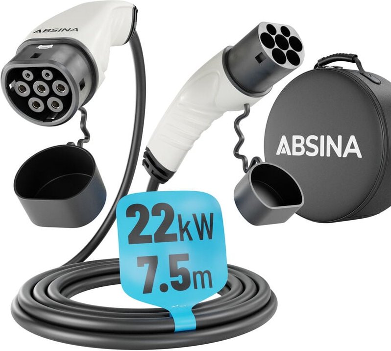 Absina Ladekabel-Elektroautos-22kW Typ 2 auf Typ 2, 7.5m