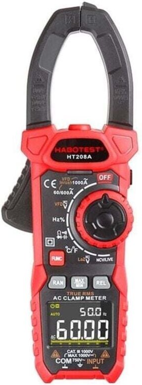 1000-A-AC/DC-Zangenmessgerät, professionelles True-RMS-Zangenmessgerät, VFD, LOZ-Modus, Einschaltstrommessung – HT208D