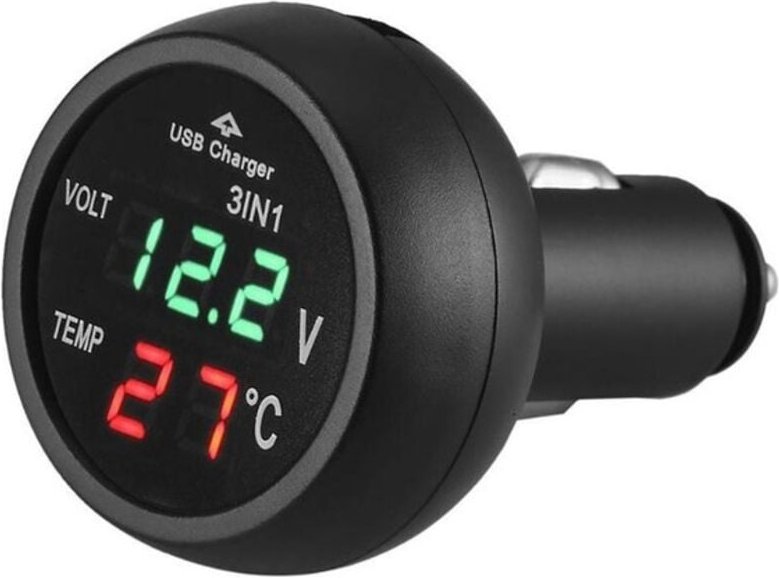 Zigarettenanzünder-Buchse fürs Auto, mit USB-Anschluss, 12 V, wasserdicht, Voltmeter, Thermometer für 12 V/24 V Fahrzeug...