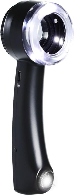10-fache Juwelierlupe mit LED- und UV-Licht, USB-C-aufladbar, dreifarbige Beleuchtung, abnehmbare Skala, für Münzen, Bri...