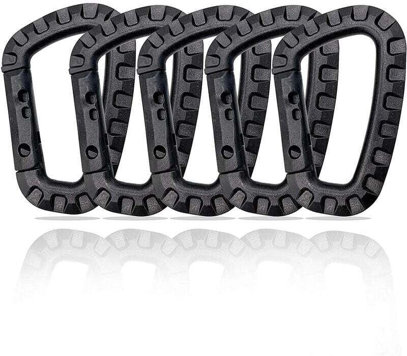 5er-Pack Kunststoffkarabiner - Schwarz - D-förmig