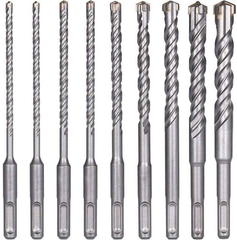 Betonbohrer, 9 Stück (5 mm x 16 x 160 mm), SDS-Plus-Schlagbohrer für Schlagbohrmaschinen, Kreuzbohrer für Ziegel, Stein,...