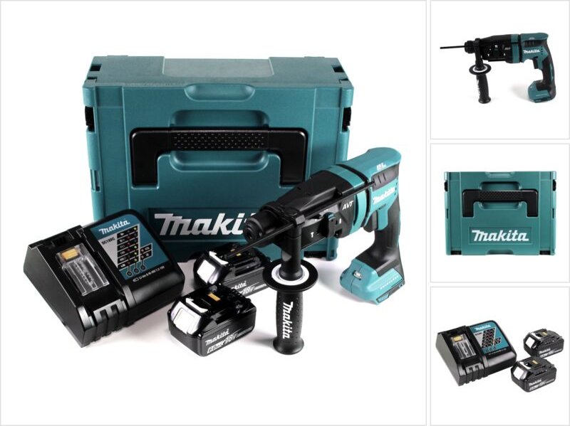 Makita DHR 182 RGJ Akku Bohrhammer 18V 1,7J SDS plus Brushless + 2x Akku 6,0Ah + Ladegerät + Makpac