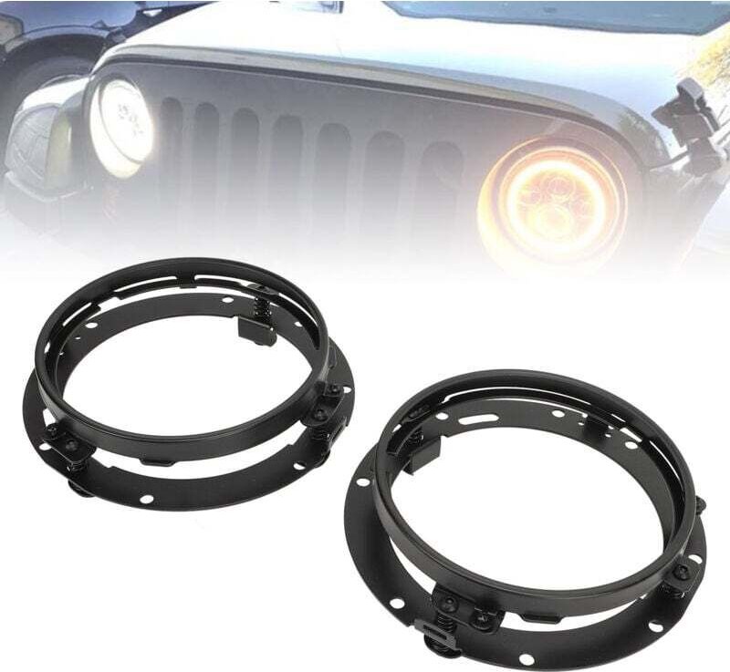 Set bestehend aus 2 runden 7-Zoll-Scheinwerferringen, Scheinwerferhalterung und Sicherungsring für Wrangler