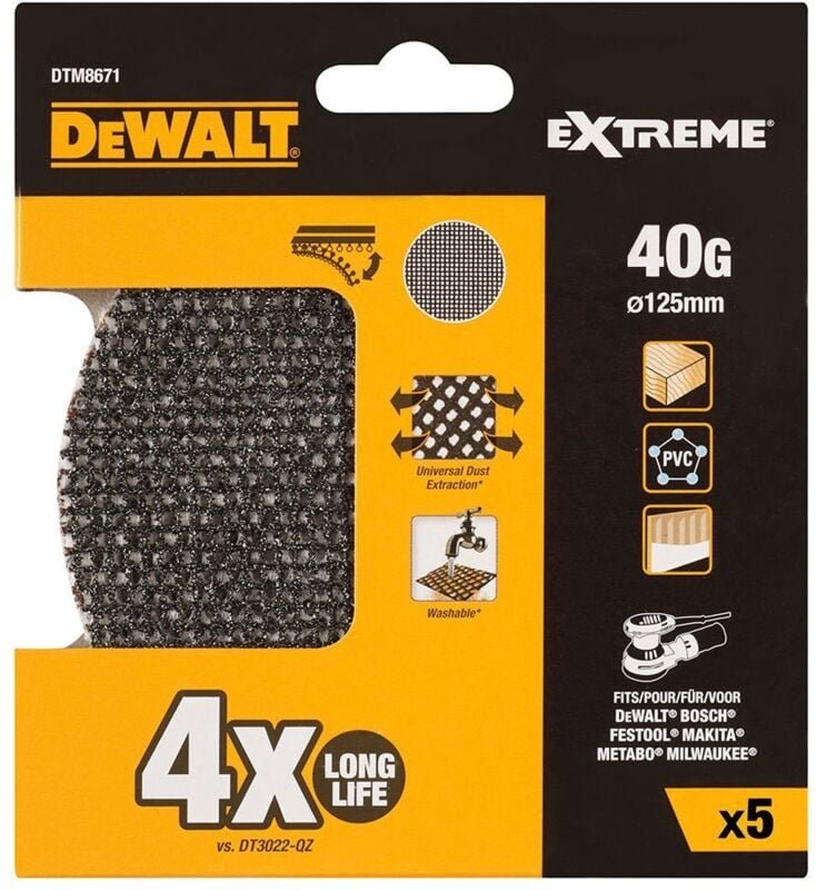 DEWALT Schleifgitter 125mm K40 5 Stk