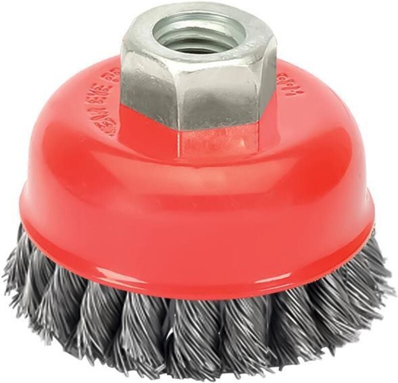 Cepillo Taza Acero Trenzado ø 75 mm. Rosca M14 / Alambre de ø 0,50 mm.