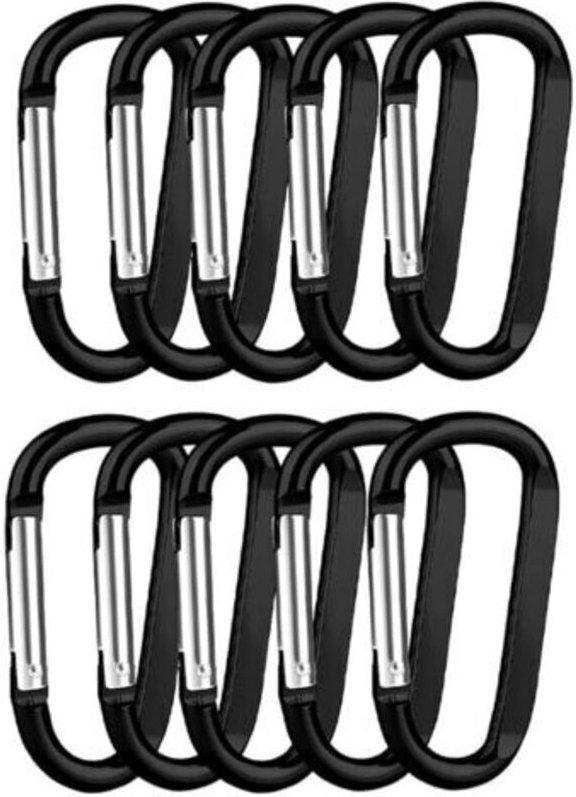 10 Stück Karabinerhaken aus Edelstahl, robuster Karabiner, Schlüsselanhänger, für Wandern, Camping, Pflanzenaufhängung, ...