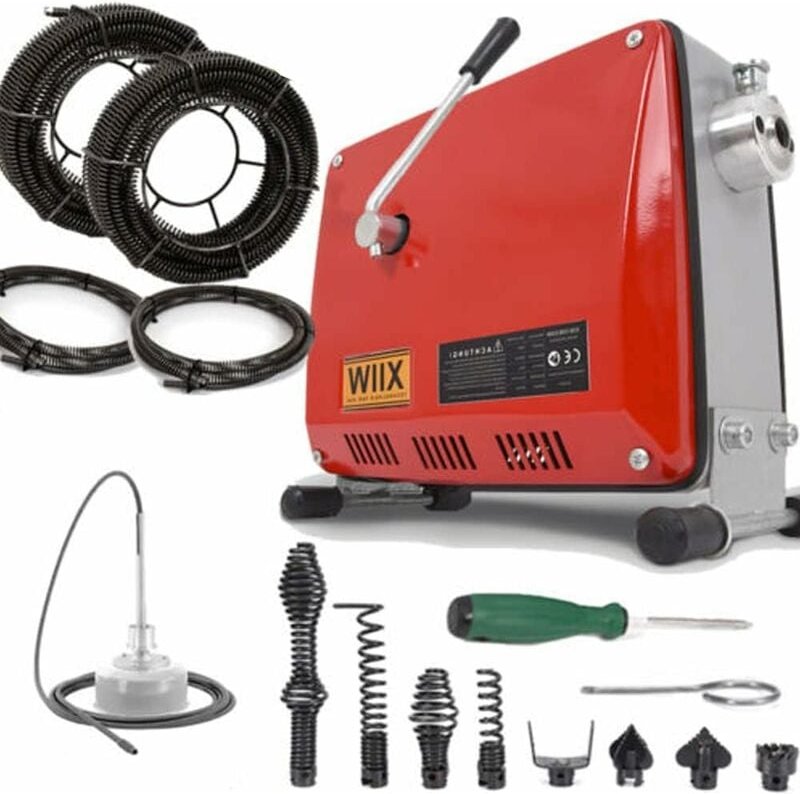 Xiiw - 39.5m Spirale 500W 450PRMM für Ø30-100mm Rohrleitungen 8 Köpfe Drain Clean Rohrreinigungsgerät Elektrische Rohr-R...