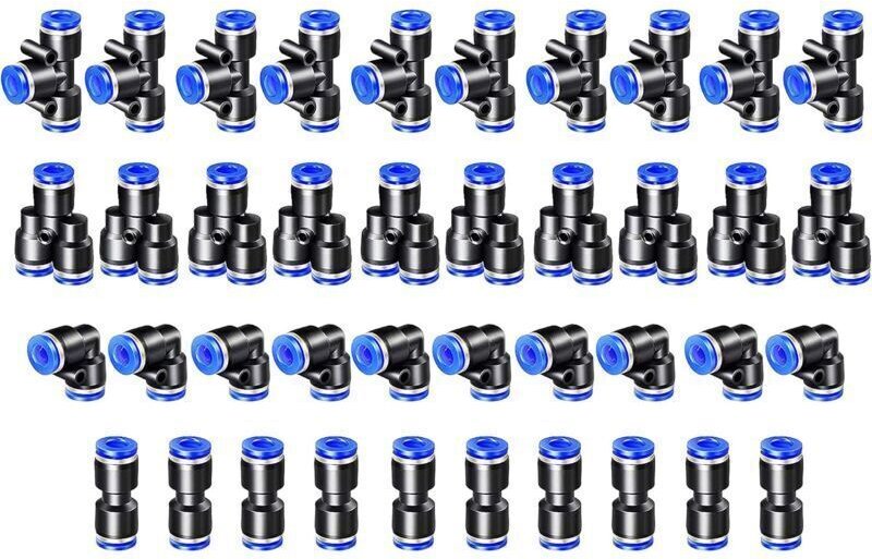 40 Stück pneumatische Verbinder 4 mm, pneumatische Schnellkupplungen für Druckluft, 4 Formen zum Abdichten von Druckluft...