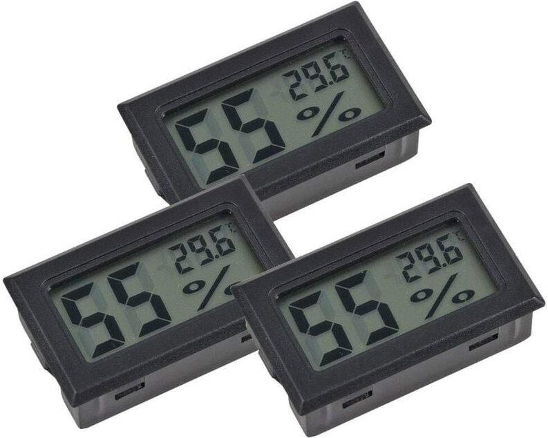 3er-Set Mini-Hygrometer-Thermometer (schwarz) – Temperatur- und Feuchtigkeitsmessung