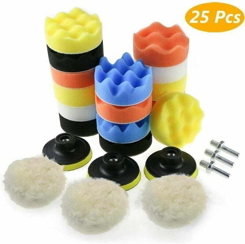Autopolierschwamm, Polierschwamm-Set mit M10-Bohrschrauberadapter, Set mit 25 Polierpads, Wollhaarentfernungspads für Po...