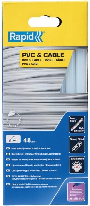 Pvc- & Kabel-Klebestifte 190 mm x 48 Sticks - Box Rapid isaberg - 5001413