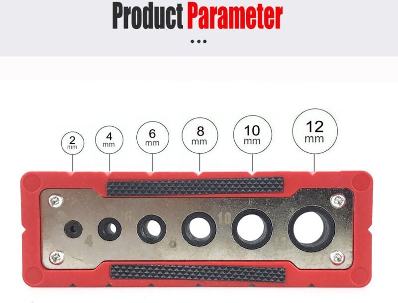 Bohrschablone für Holzbearbeitung, tragbare Bohrschablone 2 mm, 4 mm, 6 mm, 8 mm, 10 mm, 12 mm, weit verbreitet für Heim...