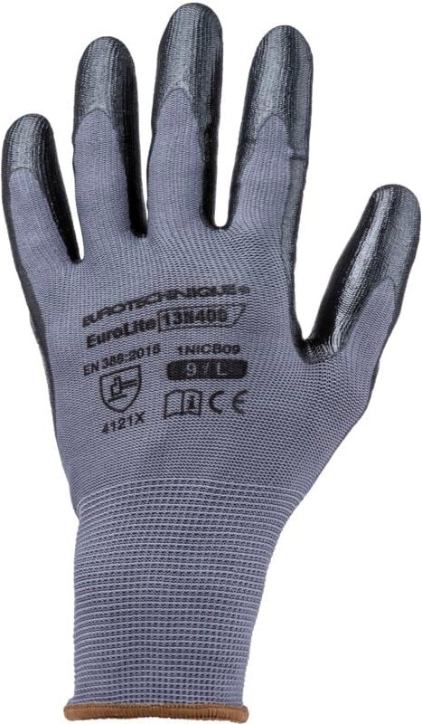 Set aus 10 Paar Arbeitshandschuhen EUROLITE 13N400 schwarz Nitril Größe 11