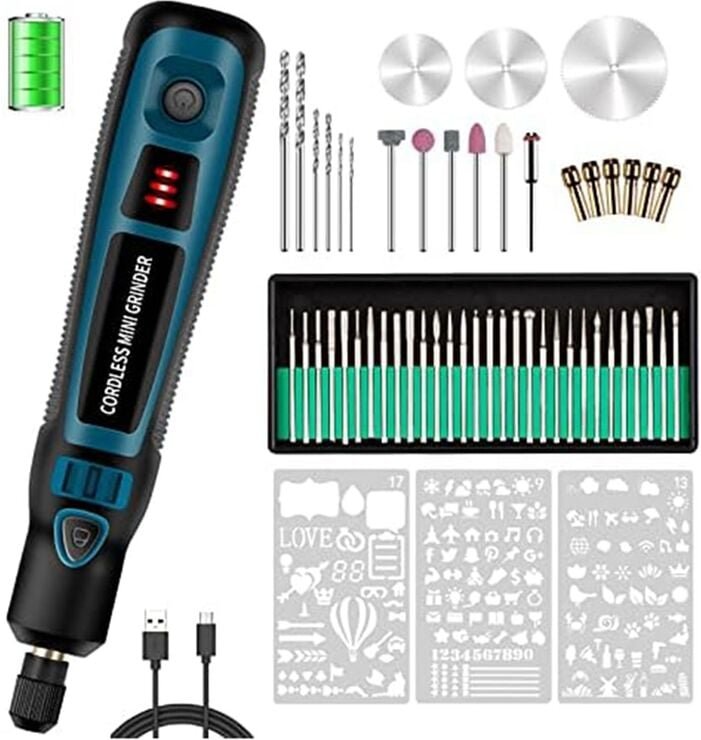 20-W-Gravierstift mit 44 Bits, USB-Multifunktionales Elektrisches Kabelloses Gravierwerkzeug für Heimwerker, Polieren Vo...