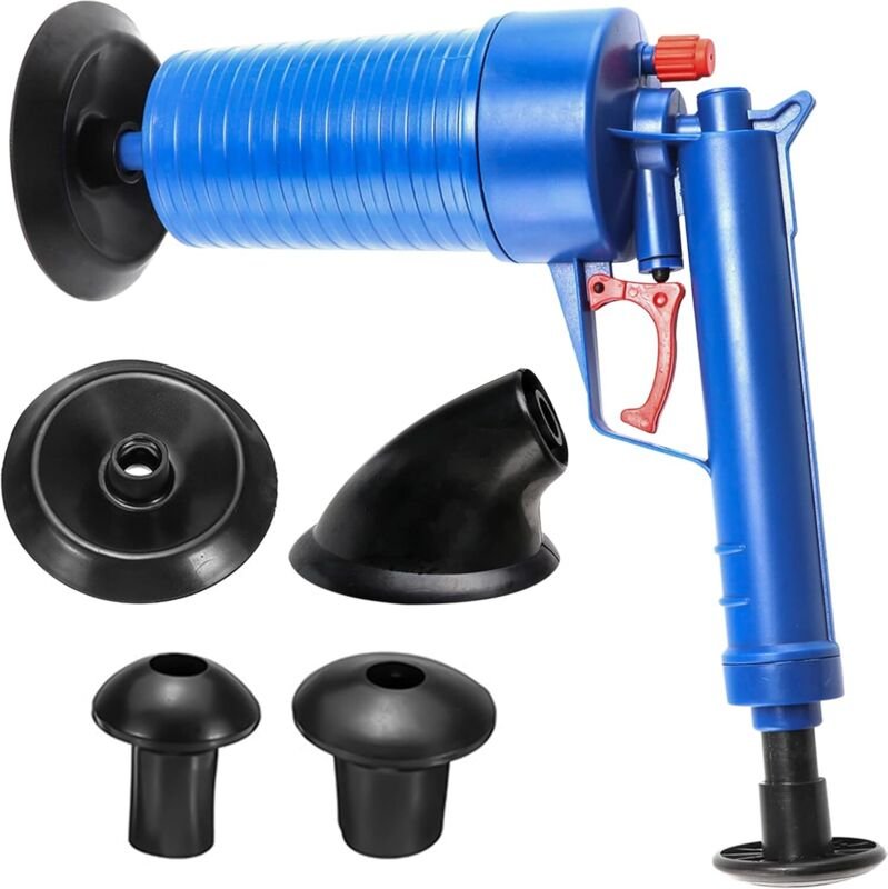 Hochdruck-Rohrreiniger mit Druckluftpistole, 3,5 bar, chemikalienfrei, inklusive 4 Düsen