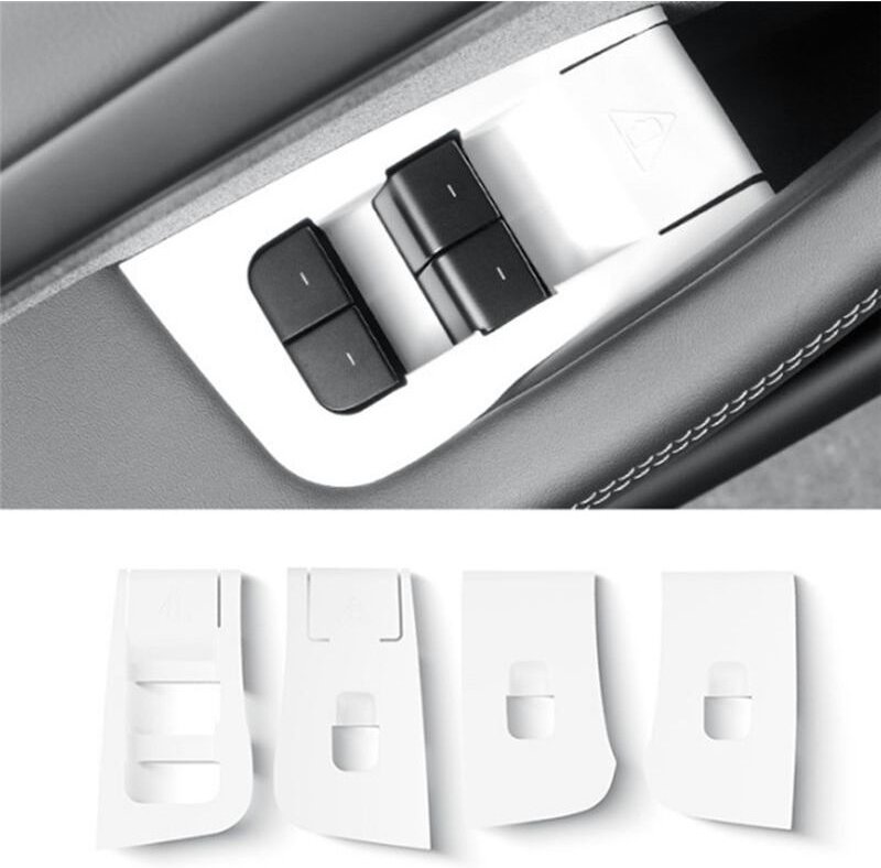 Autofenster-Glashebeschalter-Panel-Abdeckung, Fenstersteuerungsknopf, Silikonrahmen für Model Y Juniper 2025, Weiß, Lhd