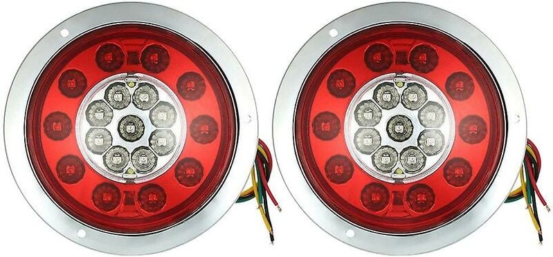 Woosien - Zoll rundes 19-LED-LKW-Anhänger-LKW-Bremsstopp-Rücklicht, Chromring, 12/24 v