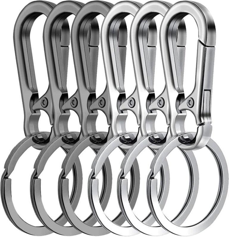 6 Stück Karabiner-Schlüsselanhänger, Metallkarabiner, Schlüsselanhänger für Männer, für Rucksack, Reisen, Camping, abneh...