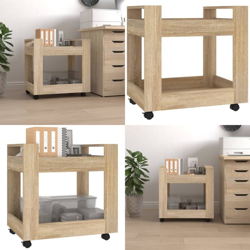 Bürowagen Sonoma-Eiche 60x45x60 cm Holzwerkstoff - Bürowagen - Schreibtisch-Wagen - Home & Living