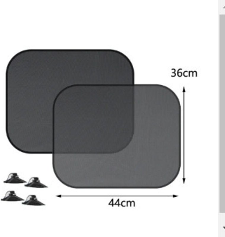 2 schwarze Sonnenschutzabdeckungen fürs Auto mit 4 Saugnäpfen für Kinder, Auto-Sonnenvorhänge, Auto-Sonnenfolie, 44 x 36...