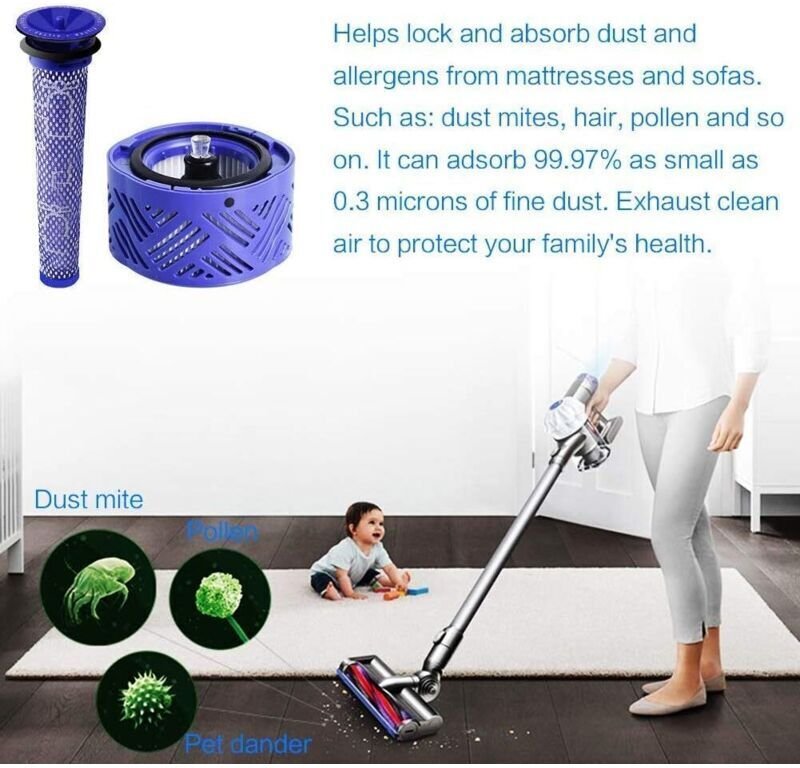 HEPA V6 Filter & Vorfilter für V6 V7 V8 Staubsauger, Ersatzfilterset für Dyson V6 Serie, Staubsaugerzubehör DY-966912-03...