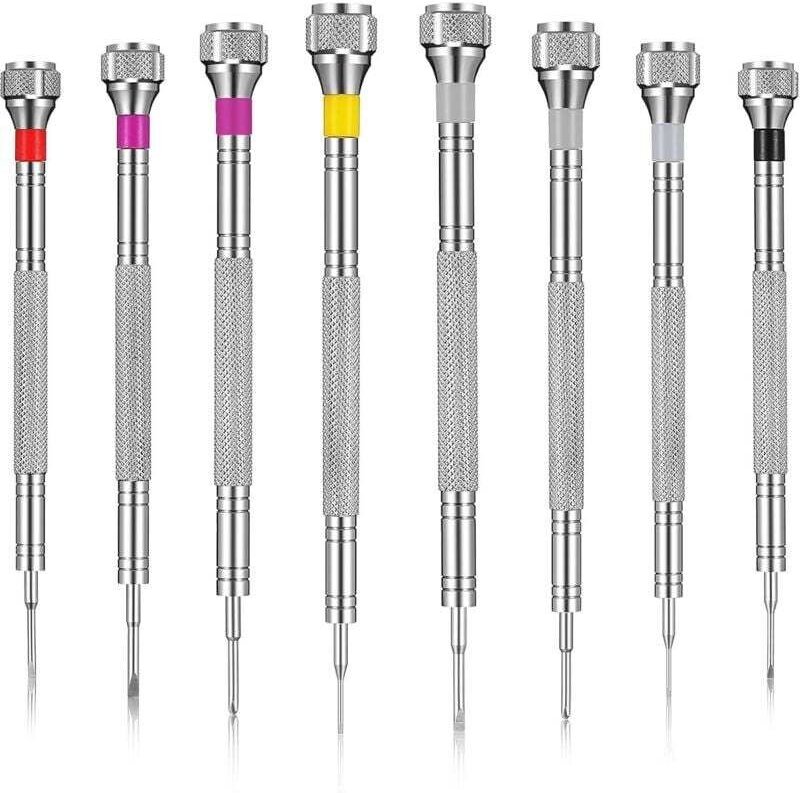 Jeu de 8 tournevis de précision, jeu de tournevis de bijoutier, réparation de montres (0,6-1,6 mm), tournevis miniatures...