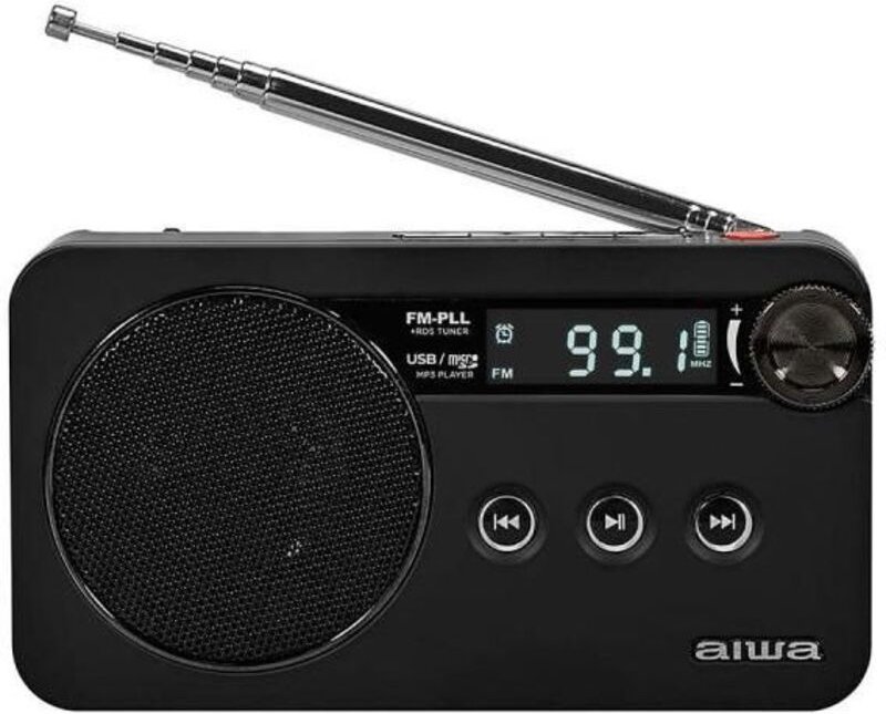 Tragbares Radio - AIWA - RS-77PLL-BK - Schwarz - USB TYPE-C - Wiederaufladbarer Lithium-Akku