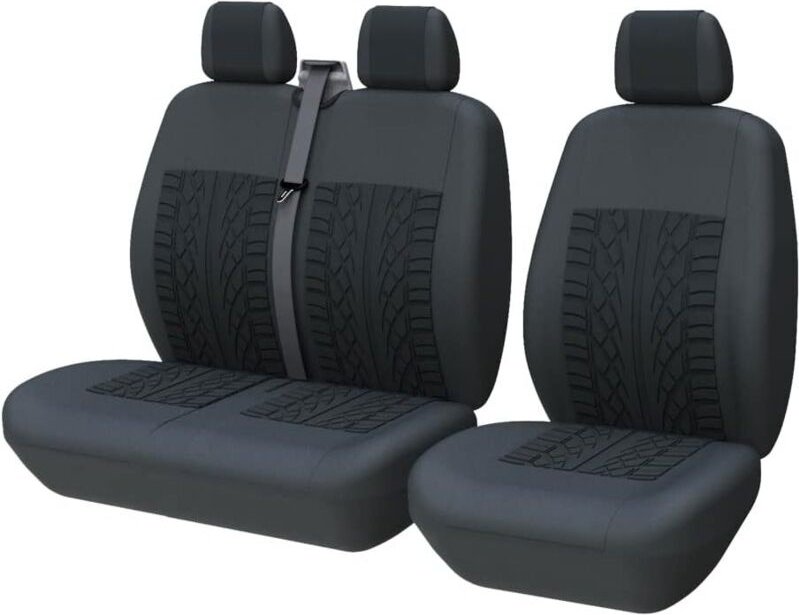 Schwarze Autositzbezüge für LKWs und Transporter, 2+1-Ausführung, universelle Sitzbezüge für Einzel- und Doppelsitze vor...