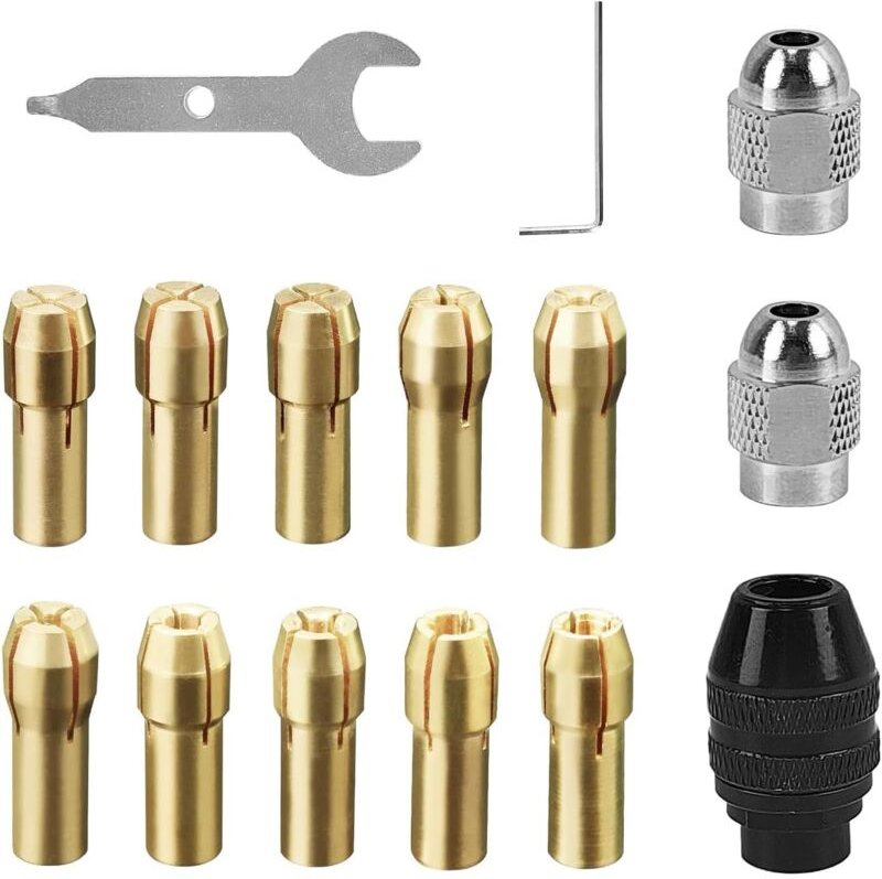 15-teiliges Bohrfutter-Set, Zubehör aus reinem Kupfer, Spannbereich 0,5 mm–2,3 mm, Bohrfutter für Zubehör, Bohrer (Kupfe...