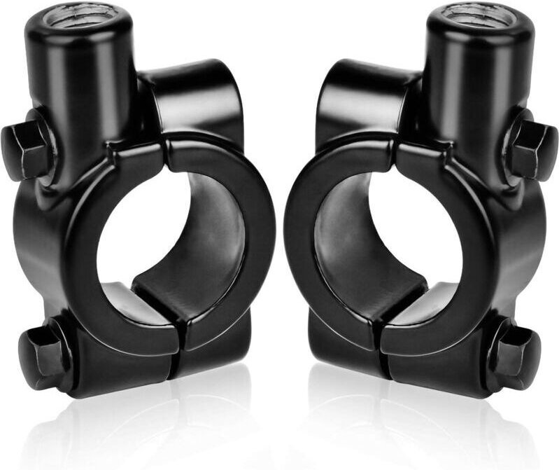 2-teilige Motorradspiegelhalterung für 22-mm-Lenkerbefestigung - für 10-mm-Seitenspiegel, Aluminium (schwarz)