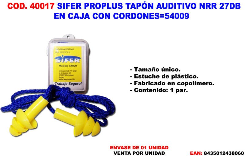 Proplus ohrstecker nrr 27DB mit schnürsenkel in box 54009 - Sifer