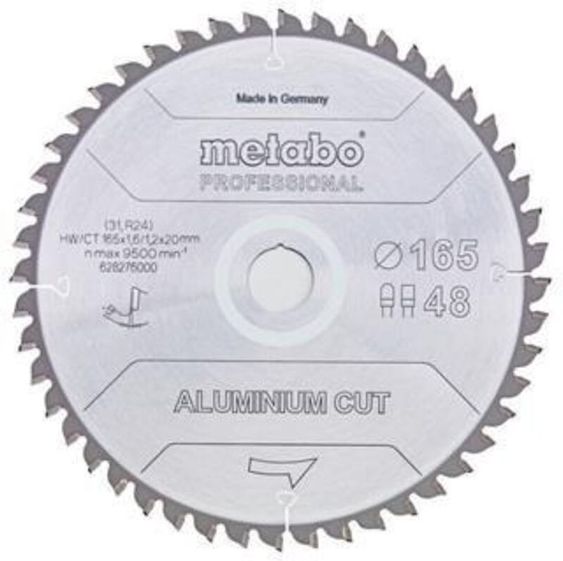 Sägeblatt 'aluminium cut - professional', 165x20 Z48 fz/tz 5°neg - Metabo