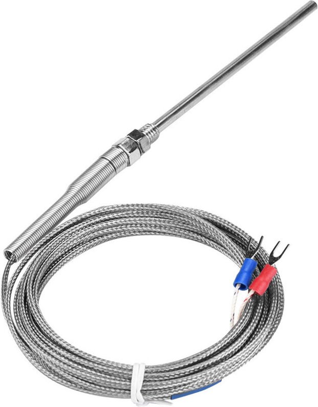 Temperaturfühlerdraht für Thermoelement Typ K mit M8-Gewinde, 100 mm Sonde, Messbereich 0-400 °C (4 m)