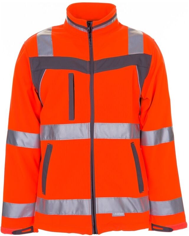 Planam Warnschutz Softshelljacke Plaline orange/schiefer XL