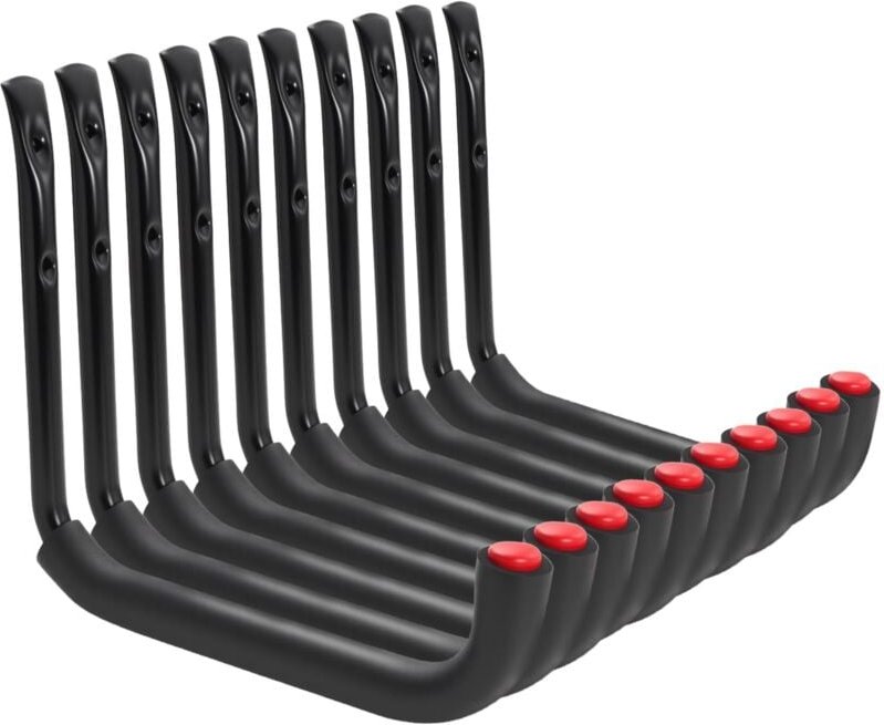 Garagenhaken, 10er-Set Wandhalterungen mit Gelenkarmen, 25 x 23 cm, robust und geeignet für Gartengeräte, Leitern, Fahrr...