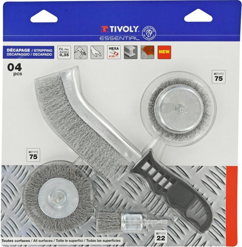 Set bestehend aus 4 Teilen: 3 Bohrbürsten + 1 Ergo-Handbürste - Tivoly