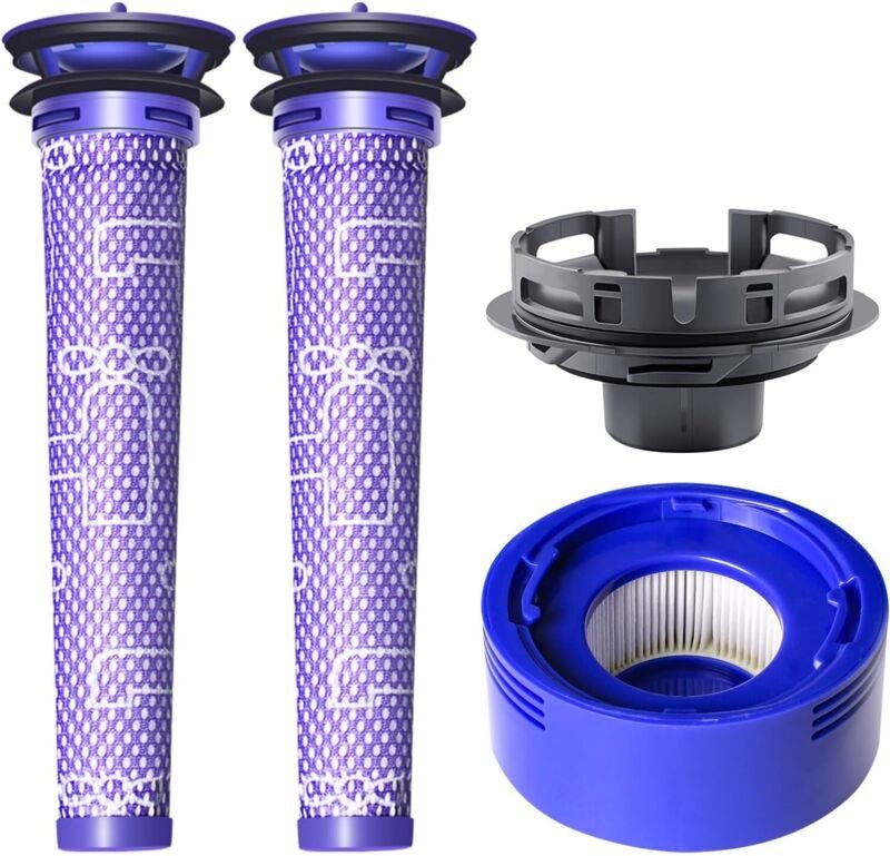 Filterwechsel- und Motorhauben-Upgrade-Kit für Dyson V7, V8 und SV10 Akku-Staubsauger (4-teilig): 2 Vorfilter, 1 Nachfil...