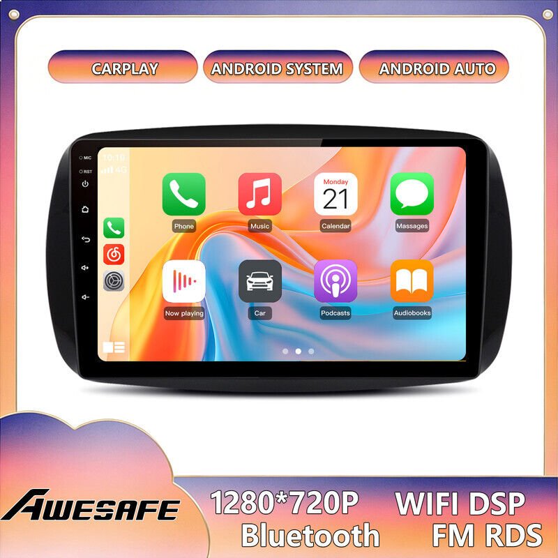 AWESAFE Autoradio Android 13 für Mercedes Benz Smart (2016-2019) 6GB+128GB 9'' Touchscreen CarPlay Android Auto RDS GPS ...