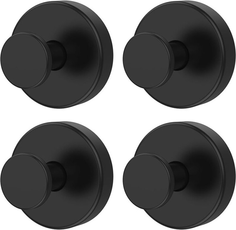 Schwarze Saugnapfhaken, 6 x 6 x 4,5 cm, Handtuchhalter aus Edelstahl für Badezimmer (4 Stück), kein Bohren erforderlich.