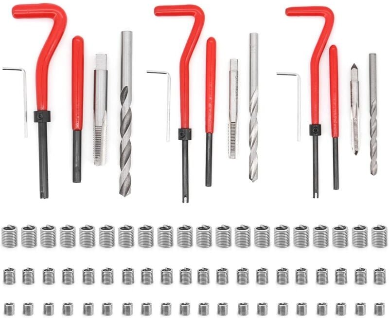 75-teiliges Gewindereparaturset M5 M6 M8 Gewindereparatursatz Gewindeeinsatz Helicoil-Einsatz - Lntyq