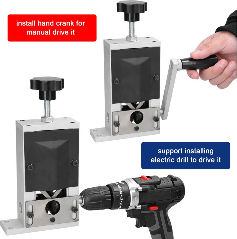 Eosnow Drahtstreifenmaschine Aluminiumlegierungsrahmen Handbuch Handkurbel Kupfer Stripper für 2-15 mm Durchmesserkabel
