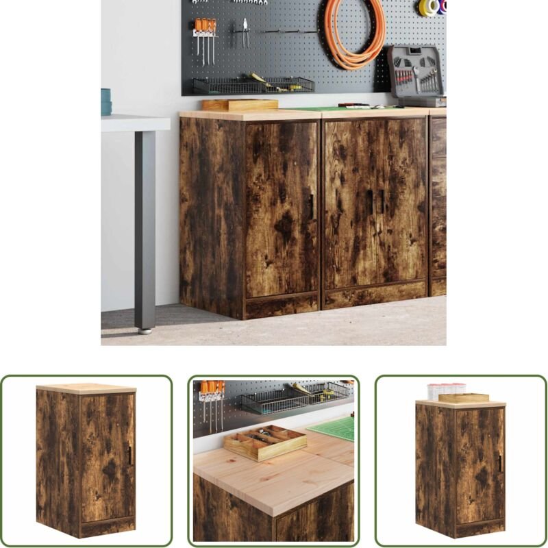 Werkstatt - Garagen-Aufbewahrungsschrank Räuchereiche Massivholz Kiefer