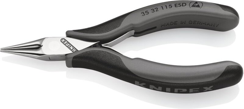 KNIPEX 35 32 115 ESD Elektronik-Greifzange ESD mit durchgestecktem Gelenk mit Mehrkomponenten-Hüllen 115 mm