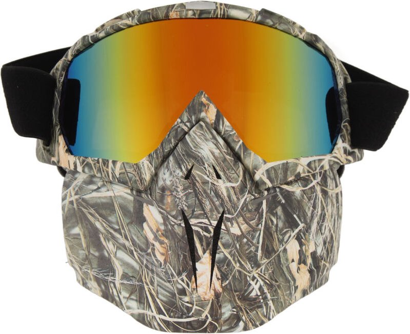 Motorradmaske mit Schutzbrille gegen Staub, Wind und UV-Strahlung, Modell „verwelktes Gras“, geschlossene und abnehmbare...