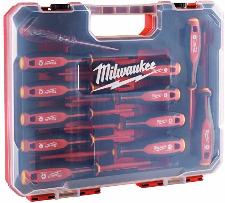Milwaukee Tri-Lobe Schrauberdreher, VDE geprüft 12-teiliges Set PH/PZ/SL/T/Spannungsprüfer